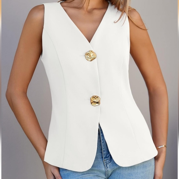 Elegant White Women's Vest - Picture 2 of 7